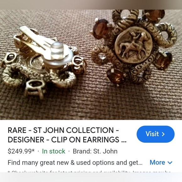 RARE Vintage Designer St John Intaglio Collection Clip- On Earrings! 🔥 - Picture 7 of 7